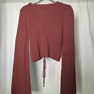 Tobi Women's Burgundy Sweater with Back Lacing. Size Small